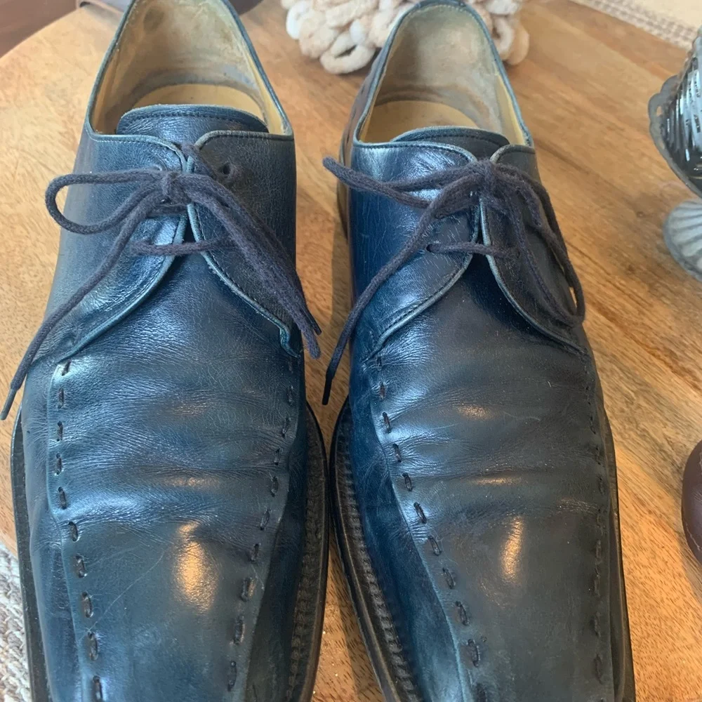 Mezlan Maranello Dark Navy Blue Leather Lace Oxford Dress Shoes‎ Men’s 8 M Spain